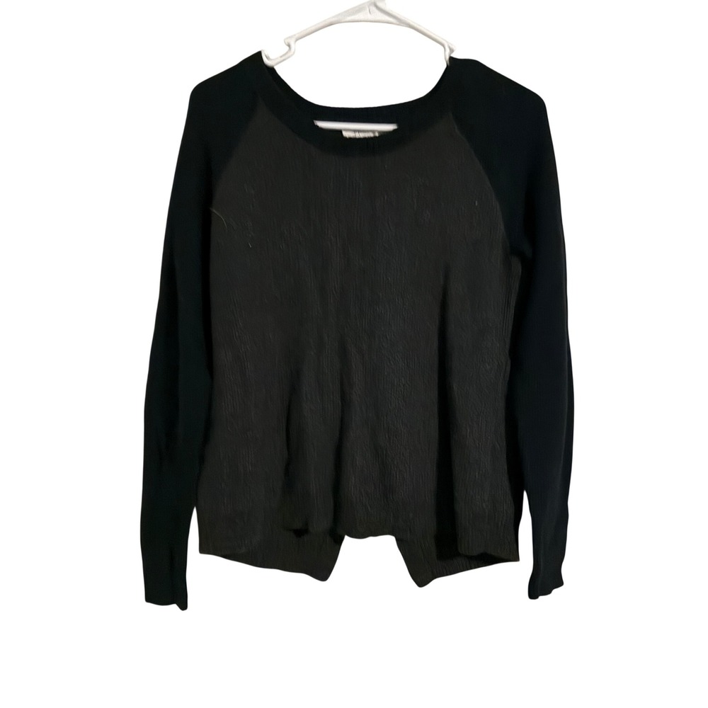 Madewell Womens Charcoal Grey Black Colorblock Tulip Wrap Back Raglan Sweater XS